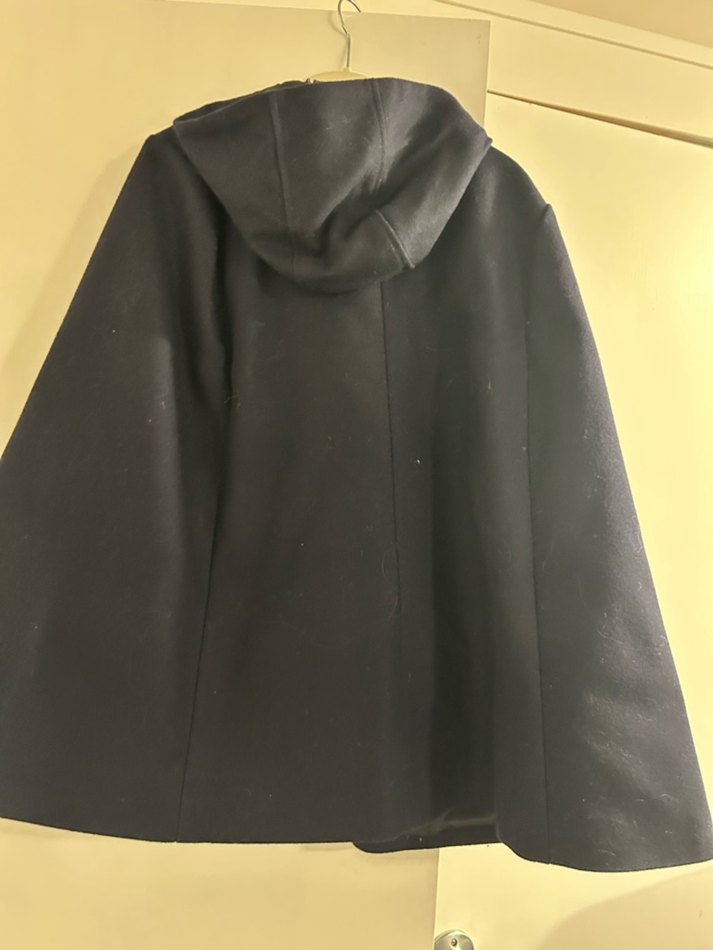 J. Crew Navy Blue cape Coat with Gold Chain Detail - Picture 4 of 4